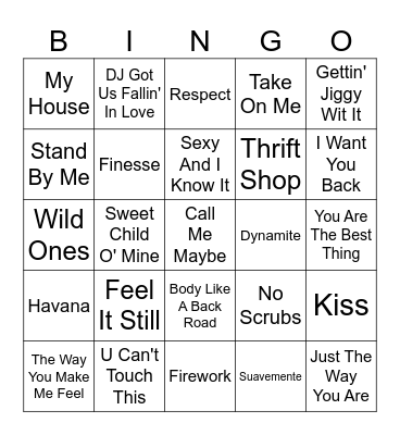 Pop Hits #4 Bingo Card