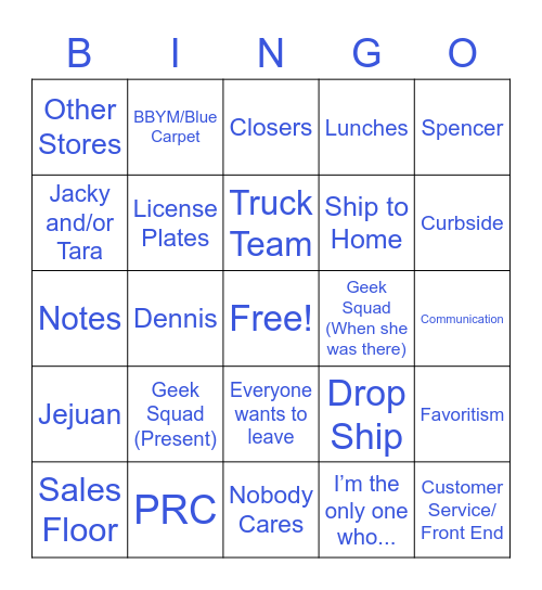 Negativity Bingo! Bingo Card