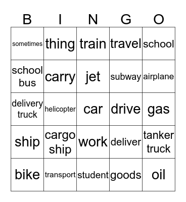 Josh's English Bingo Game Bingo Card