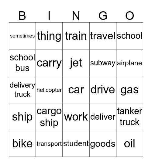 Josh's English Bingo Game Bingo Card