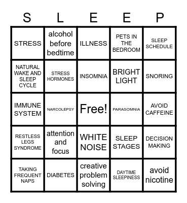 Getting more Zzzz Bingo Card