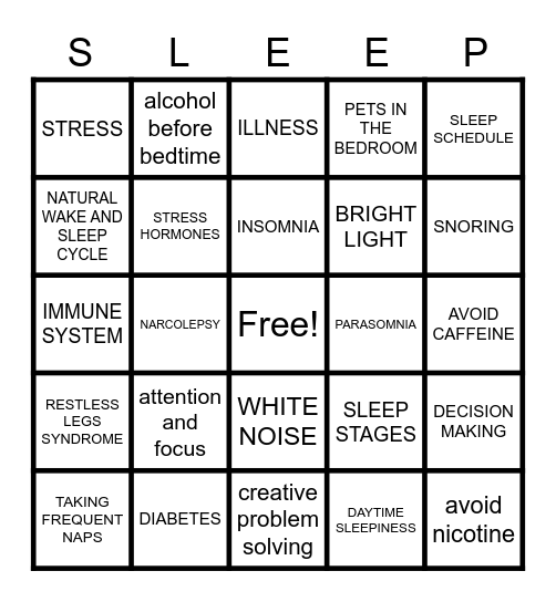 Getting more Zzzz Bingo Card