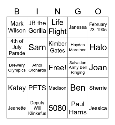 Rotary Bingo Card