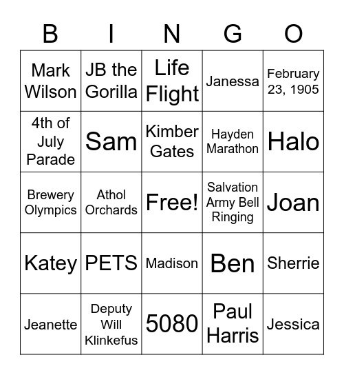 Rotary Bingo Card