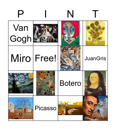 Pintores famosos Bingo Card