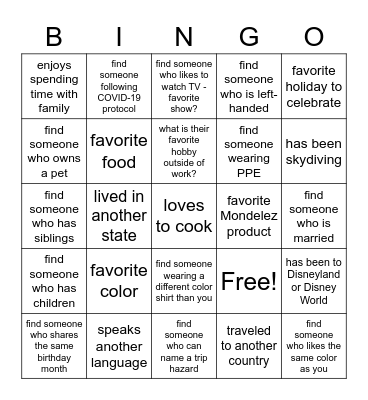 Getting to Know You BINGO Card