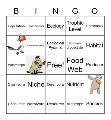 ECOLOGY BINGO Card