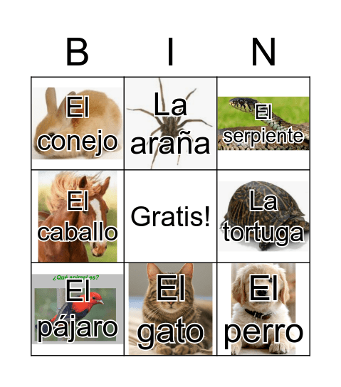 Las mascotas Bingo Card