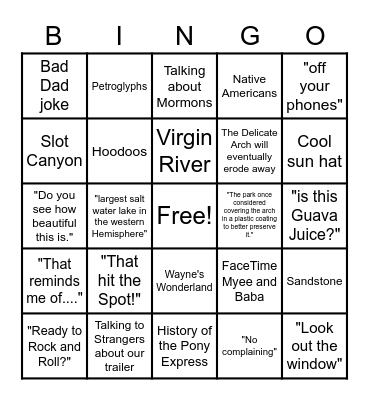 DAD BINGO Card