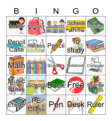 School Bingo Card