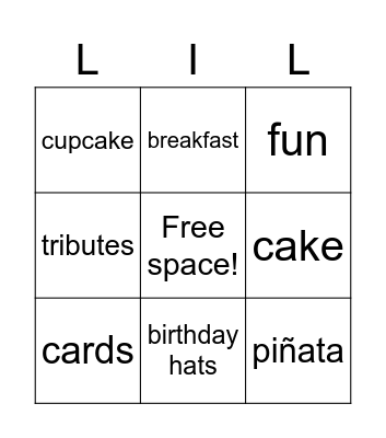 birthday bingo Card