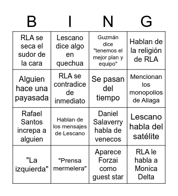 Debate 31-03 Bingo Card