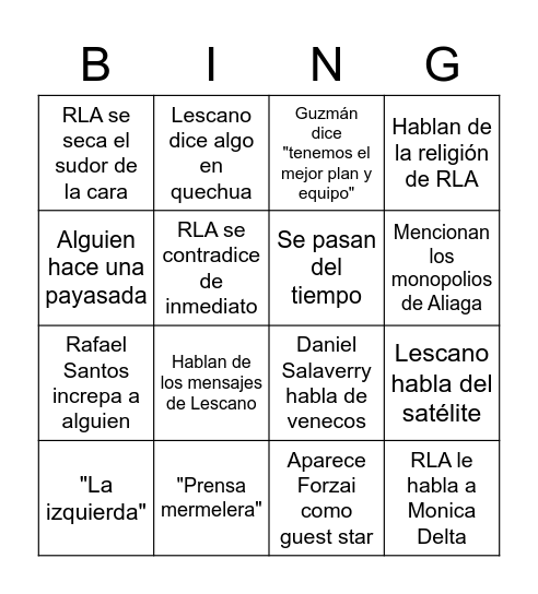 Debate 31-03 Bingo Card