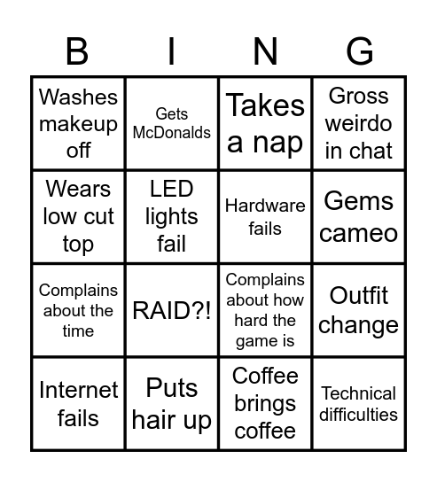 24 HOURS STREAM Bingo Card