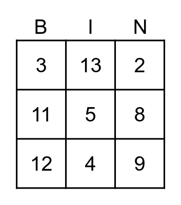 Spring Fling Bingo Card