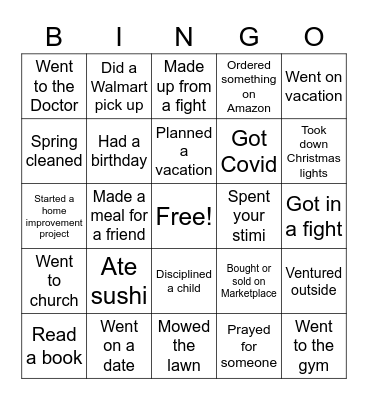 Check In Bingo Card