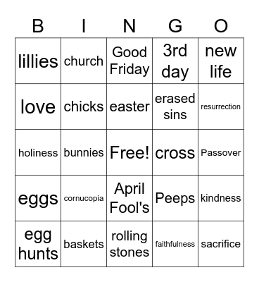 Easter Bingo Card