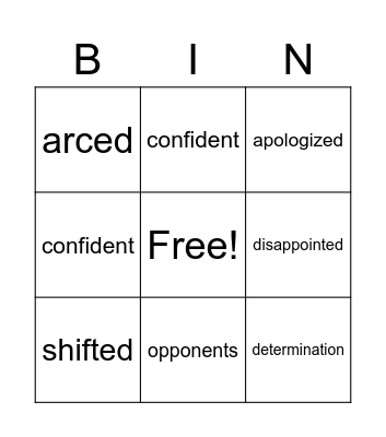 Vocabulary Bingo Card