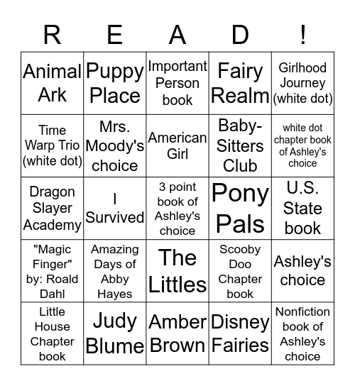 Ashley's Reading BINGO Card