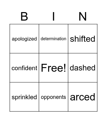 Vocabulary Bingo Card