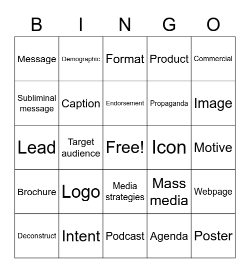 Media Strategies & Devices Bingo Card