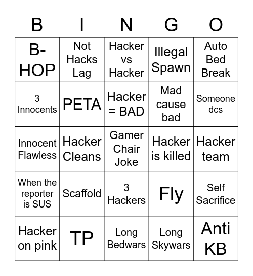 Hypixel Atlas Bingo Card