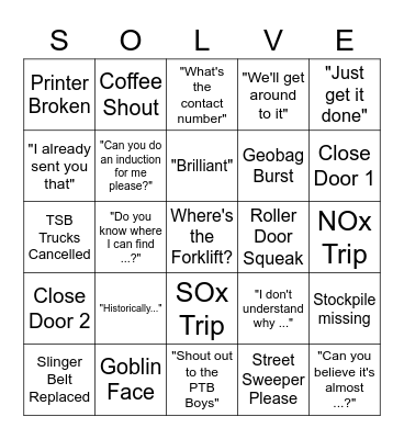 Solve Bingo Card