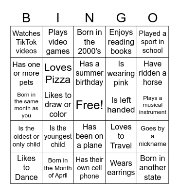 Find Someone Who ...... Bingo Card