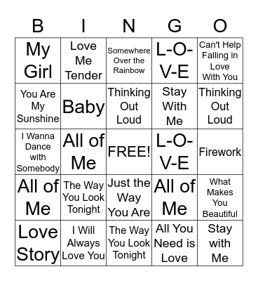 Valentine's Day Bingo Card