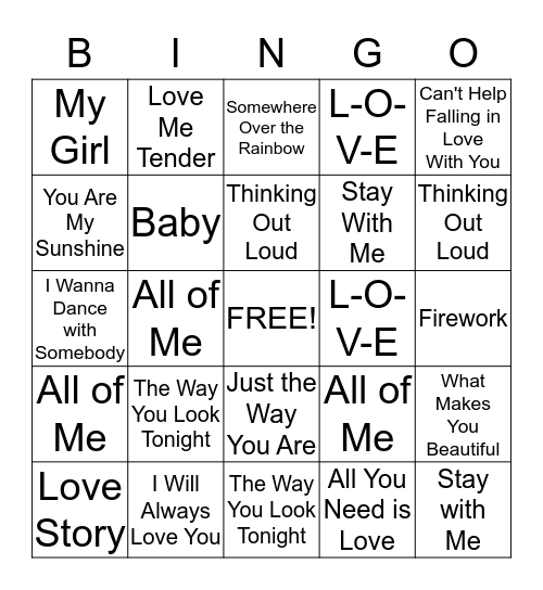 Valentine's Day Bingo Card