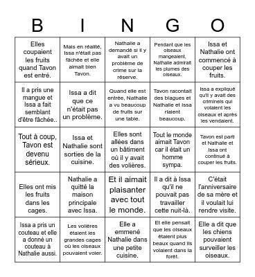 Jour Trente Strip Bingo Card