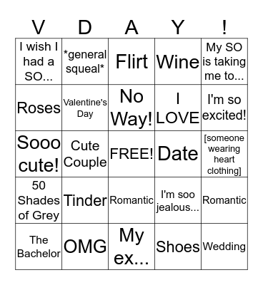 VDAY ALL DAY Bingo Card