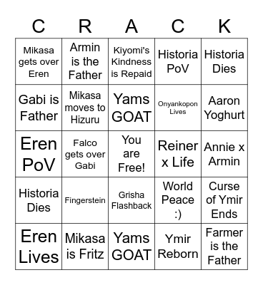 SnK Bingo Card