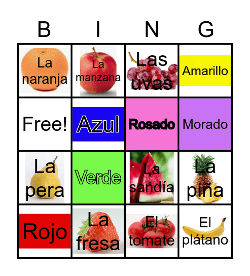 Las Frutas Bingo Card
