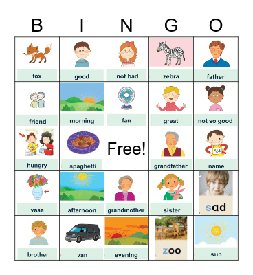 Story Time 1 Bingo Card