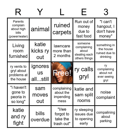 Ry Moving Out Bingo Card