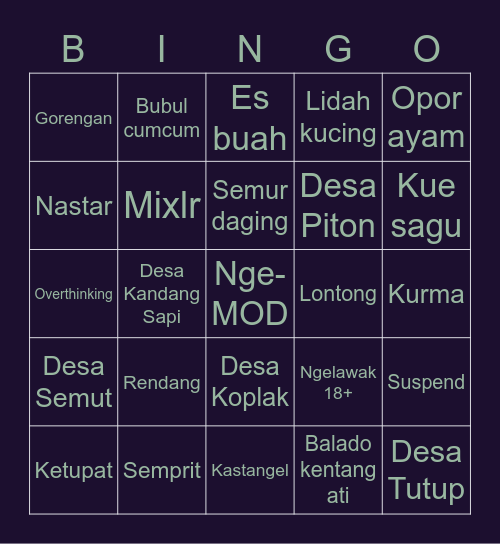 Siti Mega Karmila Bingo Card