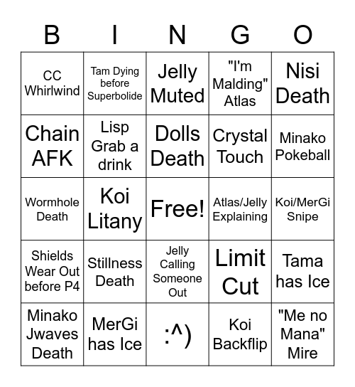Teago Bingo Card