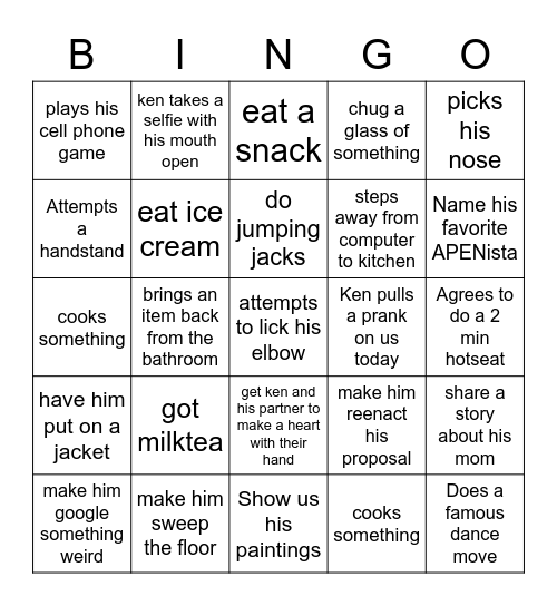 Ken's Bingo Card