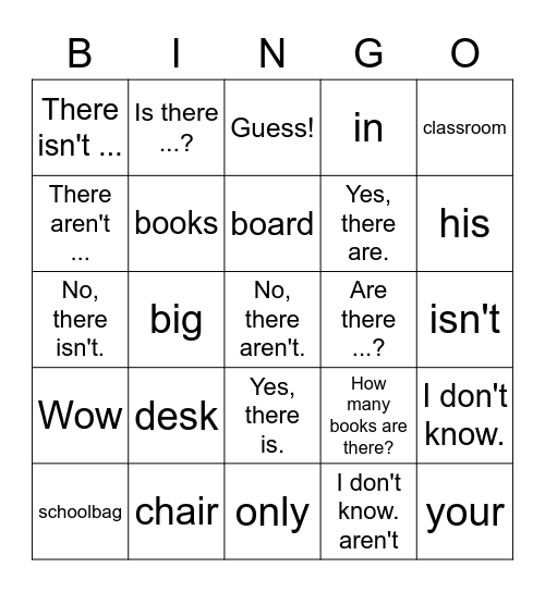 Dino English 1B (Unit 6) Bingo Card