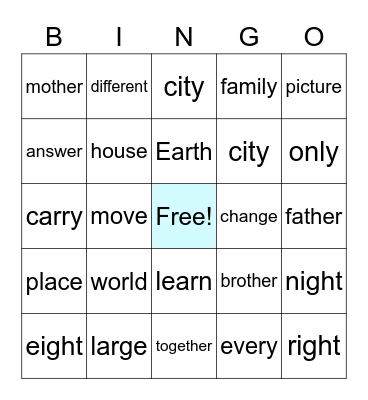 Units 6-9 Trick Words Bingo Card
