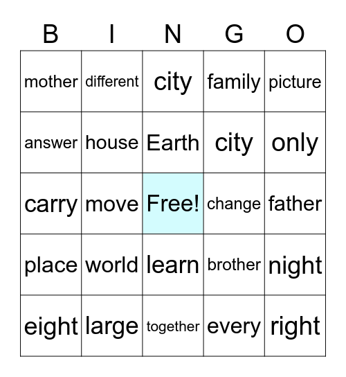 Units 6-9 Trick Words Bingo Card