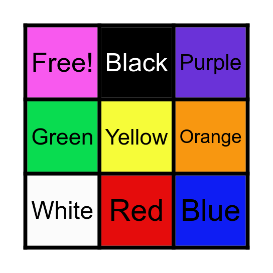 Colors Bingo Card