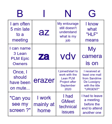 Post G5 event Bingo Card