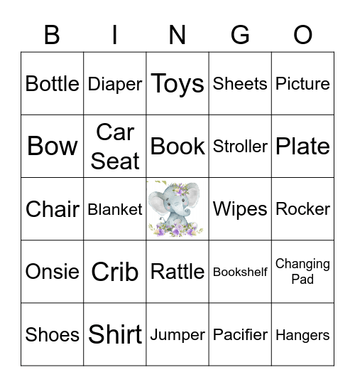 Lauren's Baby Shower Bingo Card