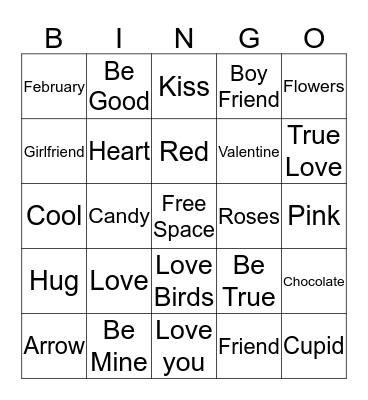 Kindergarten Valentine BINGO 2015 Bingo Card