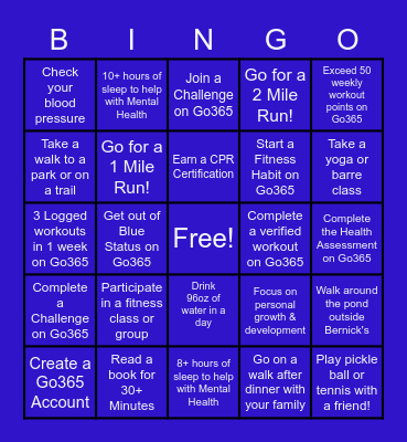 BERNICK'S WELLNESS BINGO Card