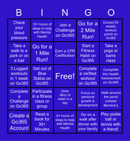 BERNICK'S WELLNESS BINGO Card