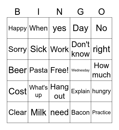 ASL Bingo Card