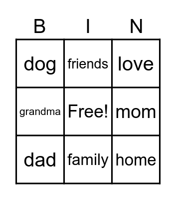 holly Bingo Card